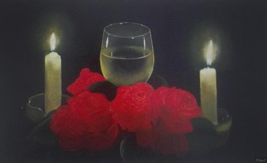 Розы, свечи и вино