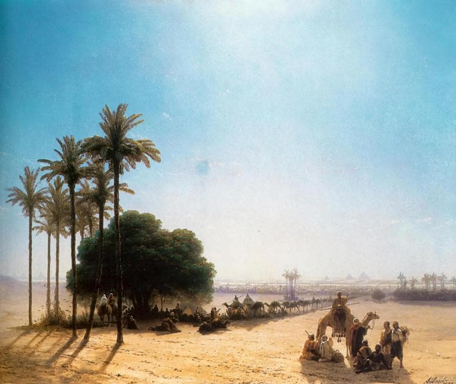 Караван в оазисе. Египет