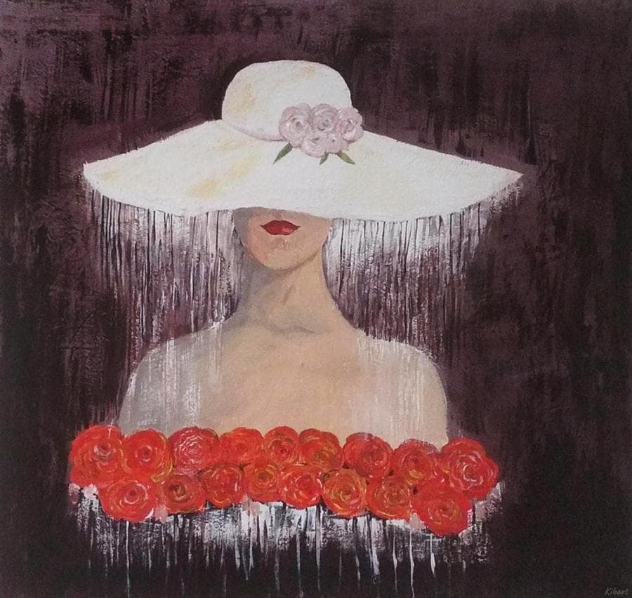 Девушка в шляпе с розами