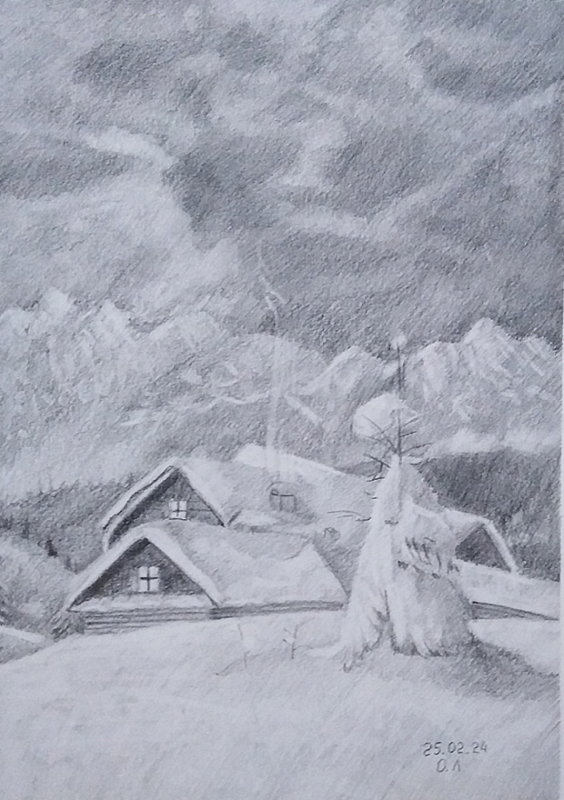 Тихий вечер после снегопада