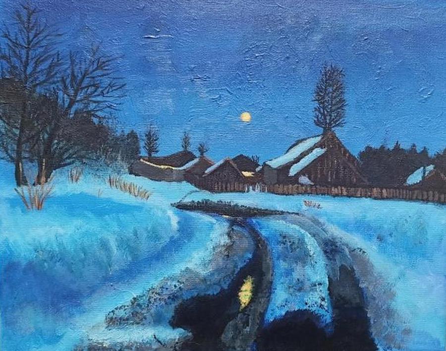 Тихий поздний вечер в деревне.