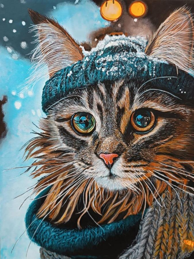 Котик в шапке