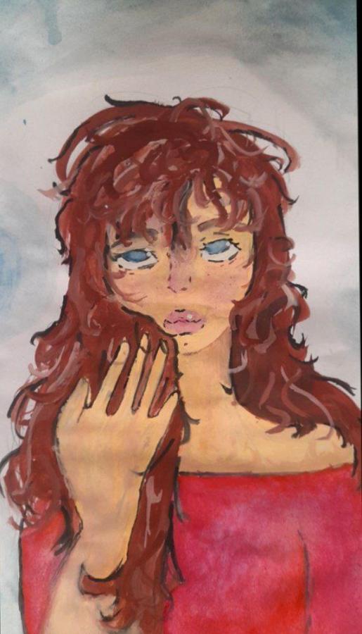 Уставшая брюнетка