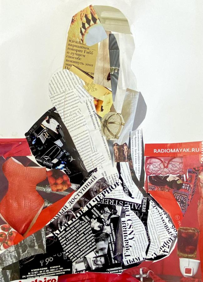 Коллаж «Перед свиданием», а3, бумага