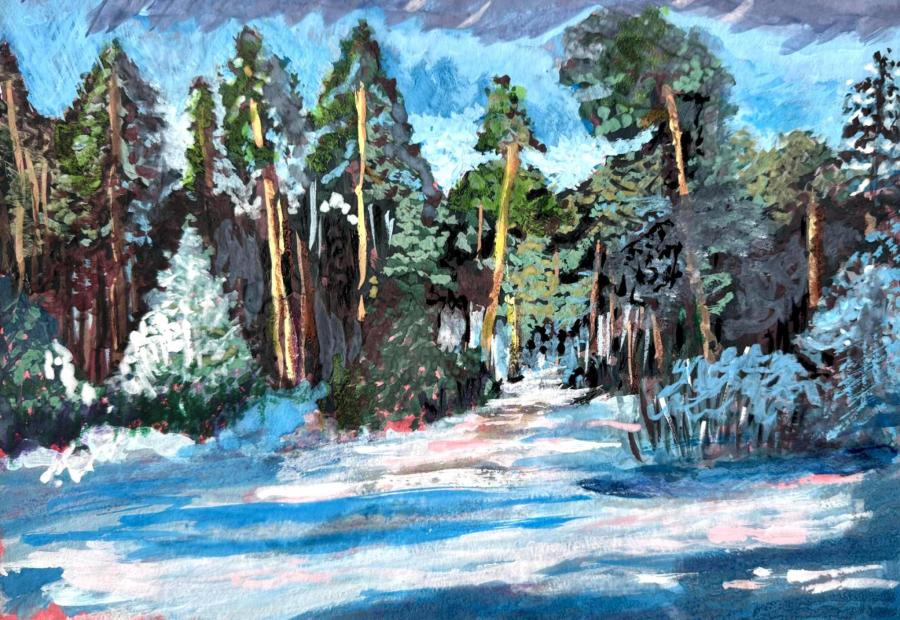 Рассвет в зимнем лесу