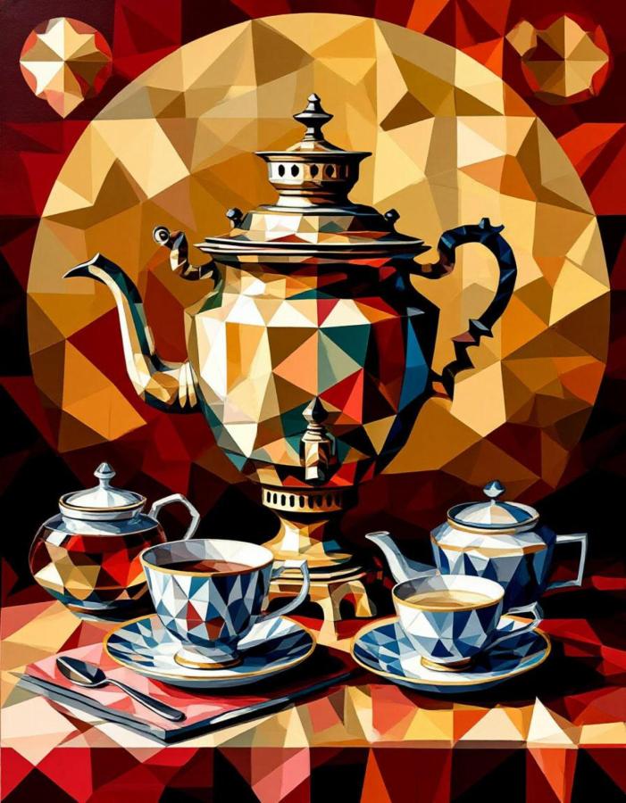 Самовар Бурлюка . Приглашение к чаепитию.