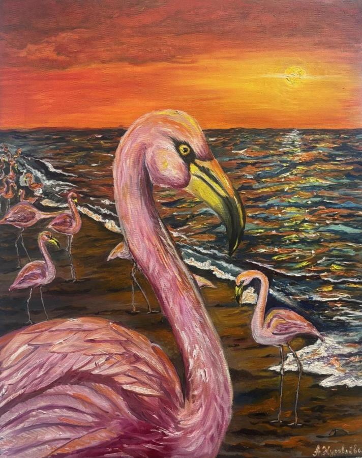 Фламинго на закате